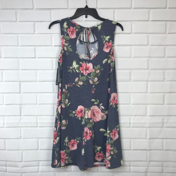 BCX Juniors Dress Tie Back A Line Floral Pattern - Picture 4 of 4